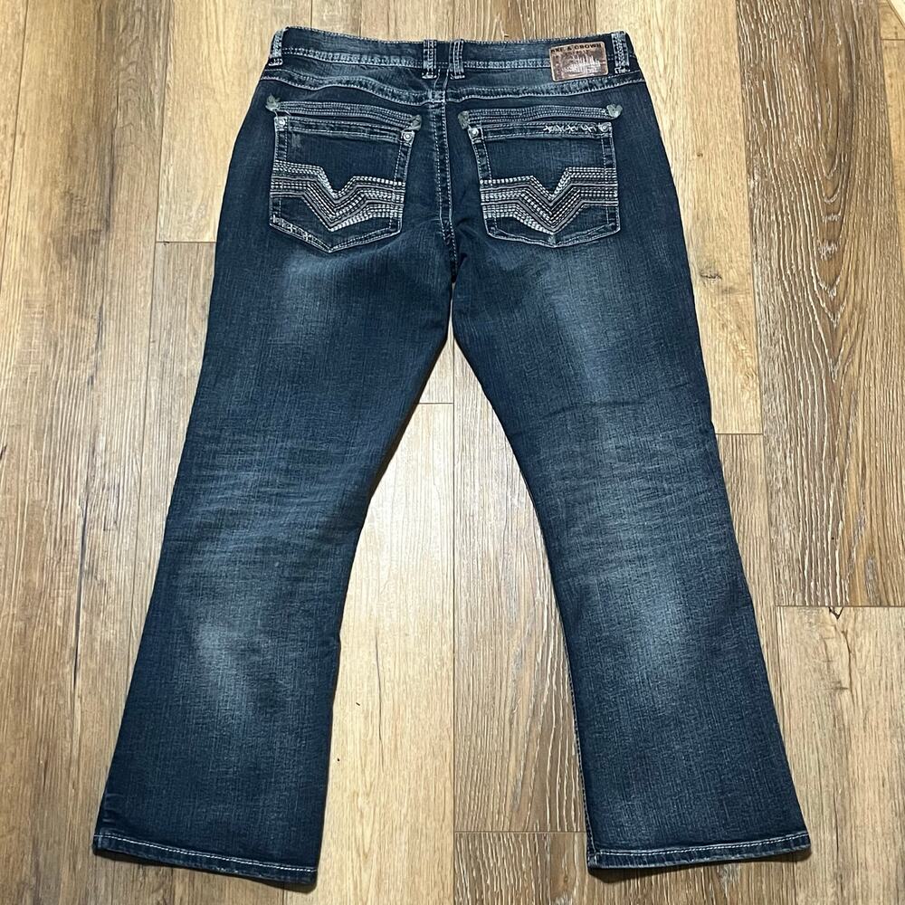 Axe & Crown Jeans 36x30 Dark Outlaw Denim Relaxed Bootcut Whiskered Thick Stitch